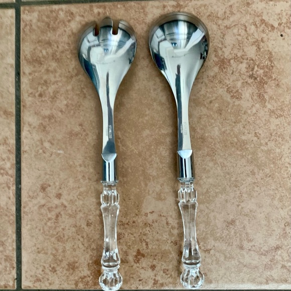 Stainless steel fork and spoon salad server - Picture 3 of 7